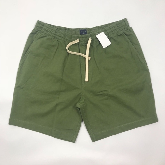 New J Crew Reade 7" Cotton Drawstring Shorts Green - Picture 2 of 8